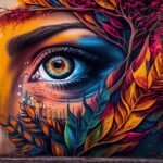 Abstract design with colorful patterns on nature leaf