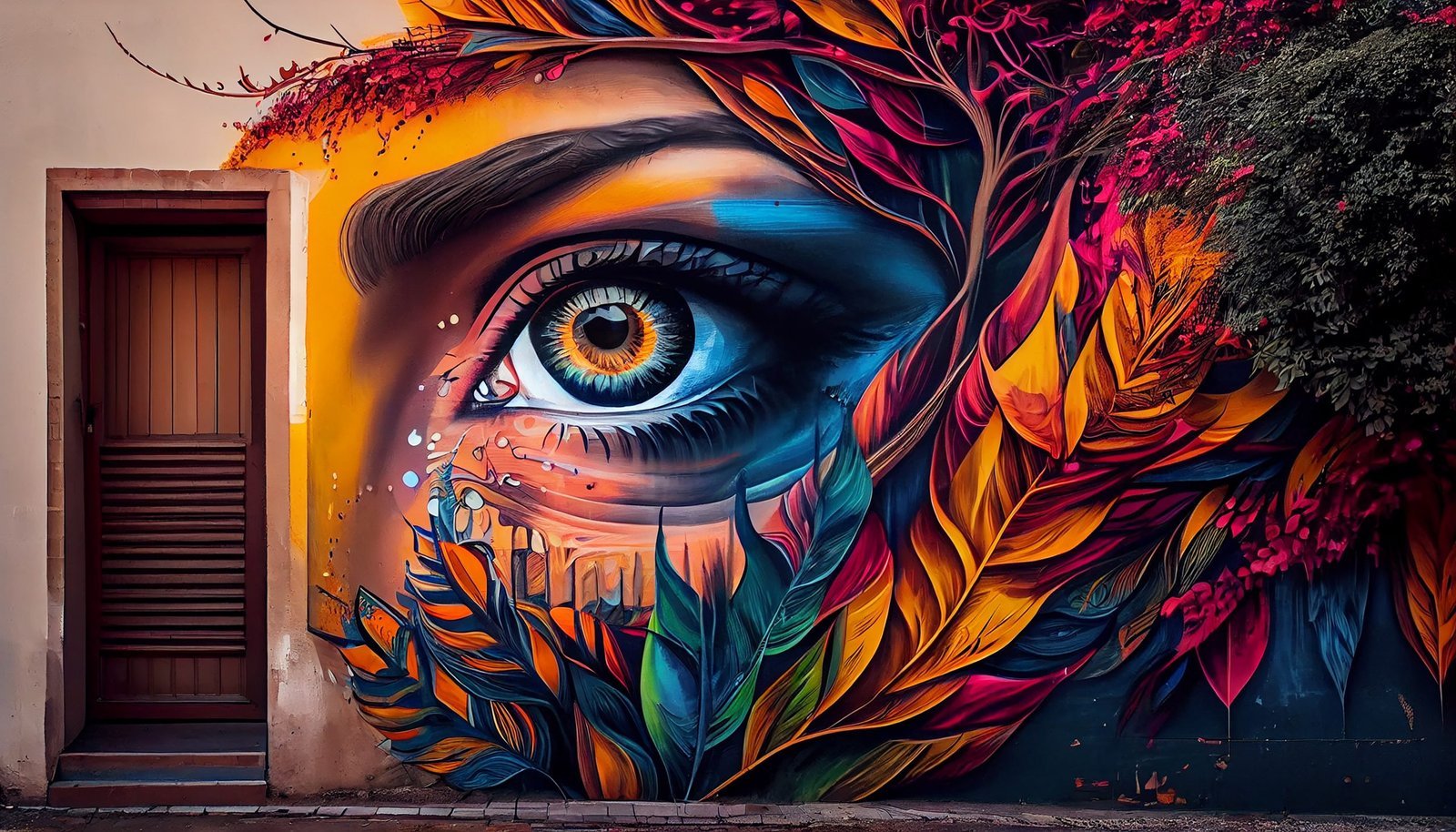 Abstract design with colorful patterns on nature leaf